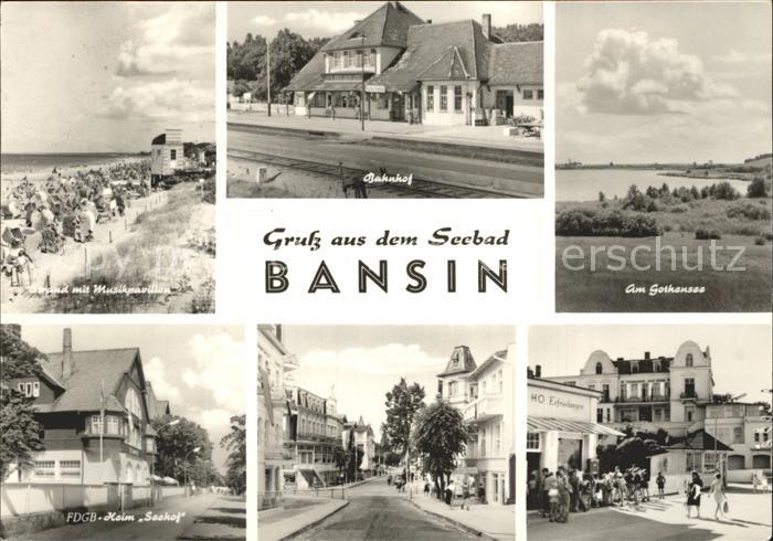 Bansin Ostseebad Strand Musikpavillon Bahnhof Gothensee FDGB Heim Strassenpartie