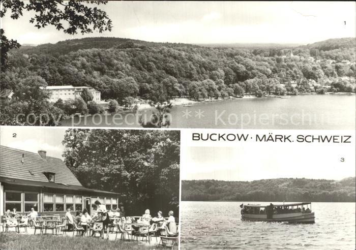 Buckow Maerkische Schweiz Panorama Blick von der Bollersdorfer Hoehe HO Gaststae