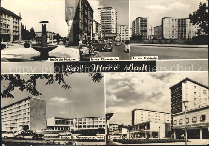 Karl-Marx-Stadt Strasse der Nationen Brunnen Klosterstrasse Poststrasse Hochhaeu
