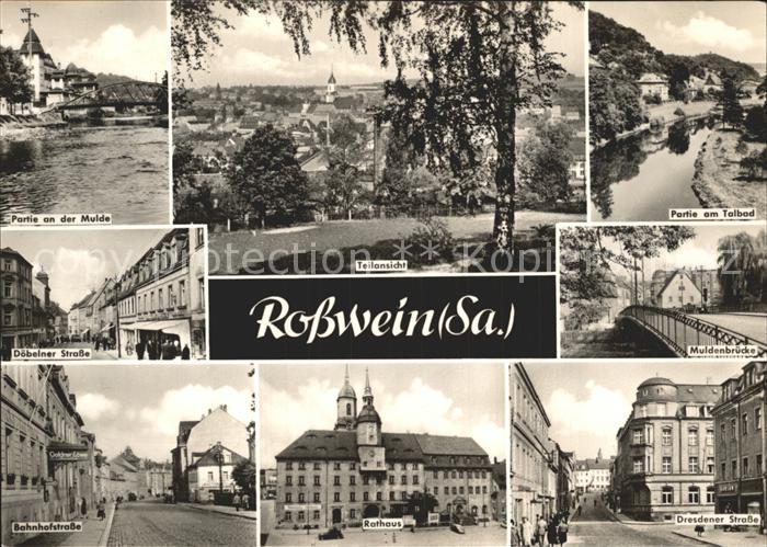 Rosswein Teilansicht Mulde Bruecke Talbad Strassenpartie Rathaus