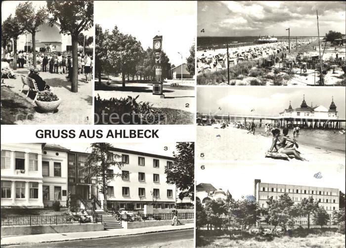 Ahlbeck Ostseebad Konzertpavillon Stranduhr FDGB Erholungsheim Seebruecke Strand