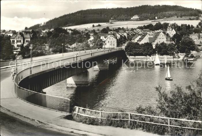Saalburg Saale am Stausee der Saaletalsperre Bruecke