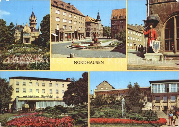 Nordhausen Thueringen Meyenburgmuseum Lutherplatz Roland Statue HO Hotel Handels