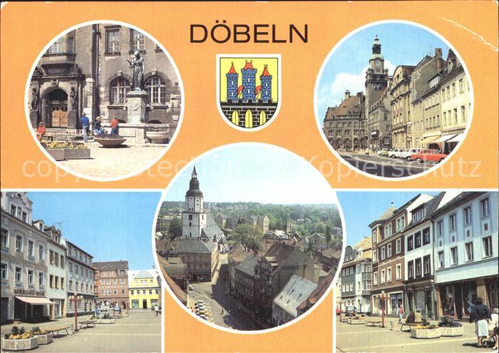 Doebeln Schlegelbrunnen Rathaus Ernst Thaelmann Platz Blick vom Rathaus