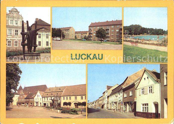 Luckau Niederlausitz Karl Liebknecht Denkmal Neubauten Freibad Markt Hauptstrass