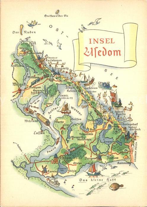 Usedom Mecklenburg-Vorpommern Landkarte Insel