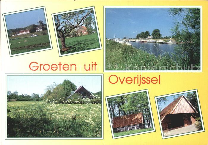 Overijssel Landschaft Bauernhoefe Kanal Boote