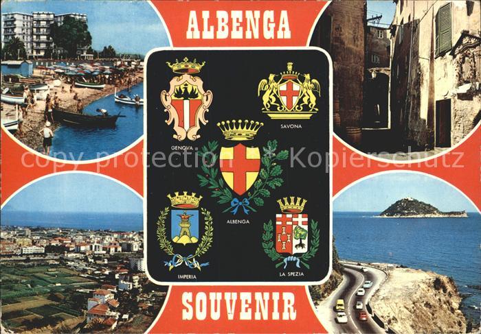 Albenga Strand Gasse Uferstrasse Kueste Insel Wappen