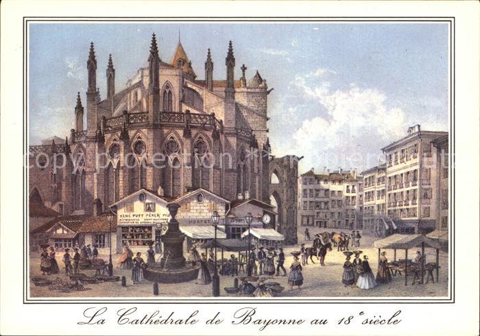 Bayonne 64 Cathedrale Place du Marche vieilles gravures du 18e siecle