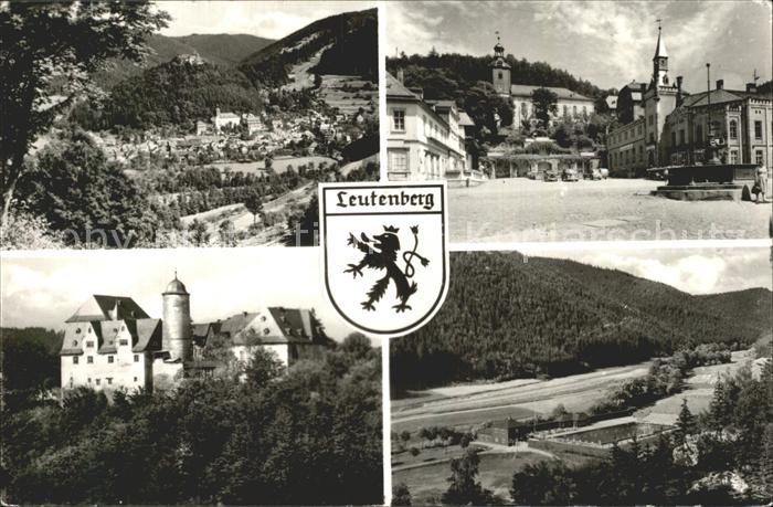 Leutenberg Thueringen Panorama Marktplatz Brunnen Kirche Schloss Freibad Wappen