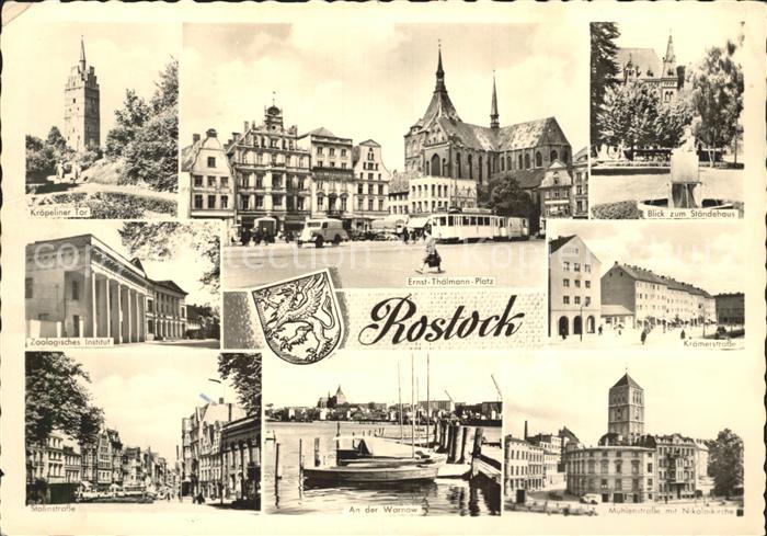 ROSTOCK  CITY Kroepeliner Tor Ernst Thaelmann Platz Staendehaus Strassenpartie N