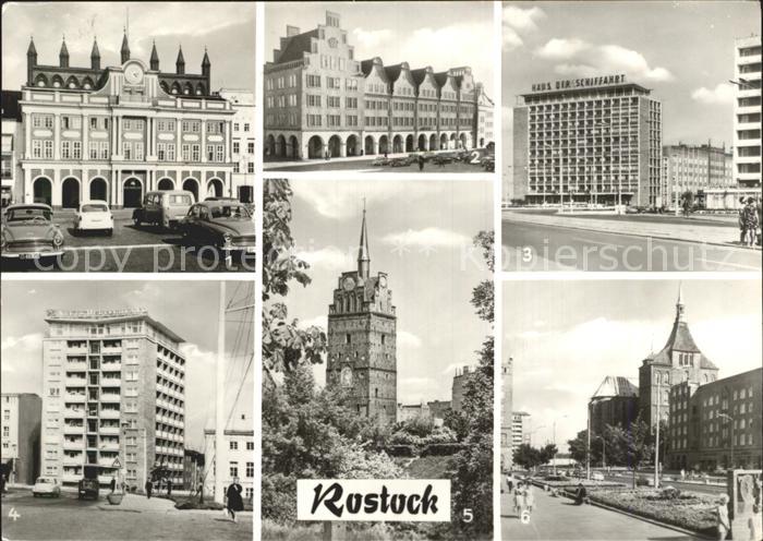 ROSTOCK  CITY Rathaus Post Haus der Schiffahrt Hochhaus Ernst Thaelmann Platz Kr
