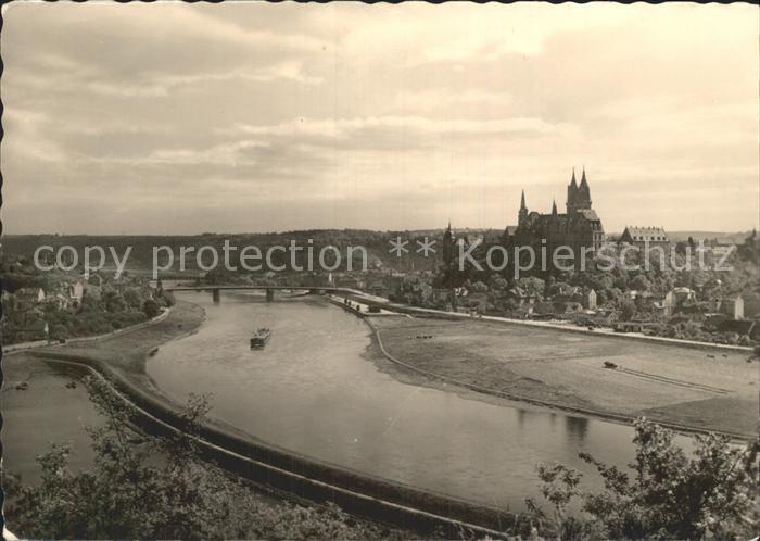 Meissen Elbe Sachsen Panorama Blick von den Proschwitzer Hoehen Dom
