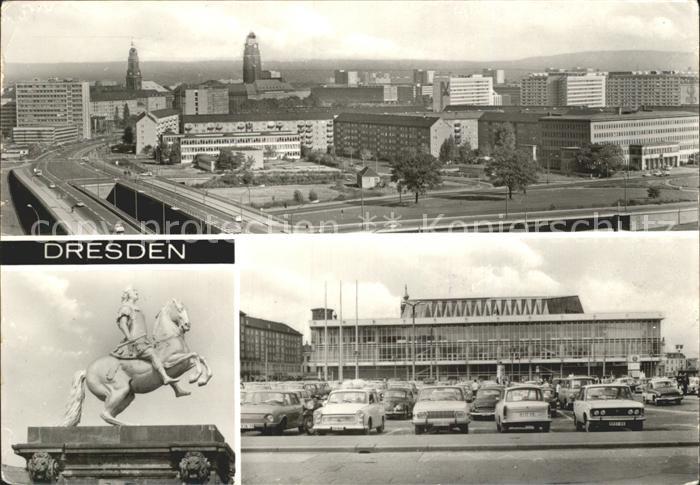DRESDEN Elbe Stadtzentrum Goldene Reiter Reiterstandbild Kulturpalast Altmarkt
