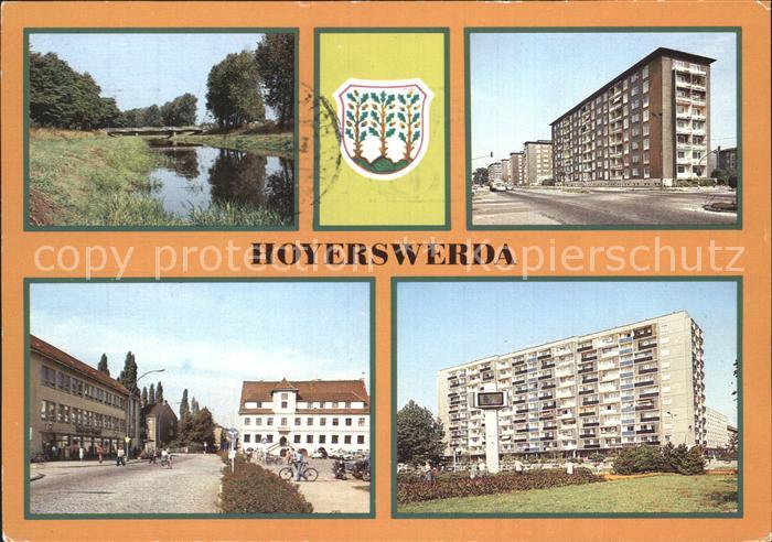 Hoyerswerda Elsterbruecke Wilhelm Pieck Strasse Wohnblock Rathaus Zentrum