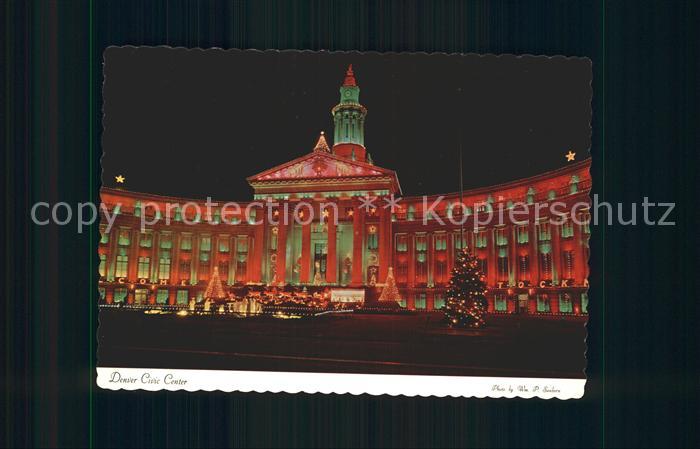 Denver Colorado Civic Center with Christmas Decorations at night