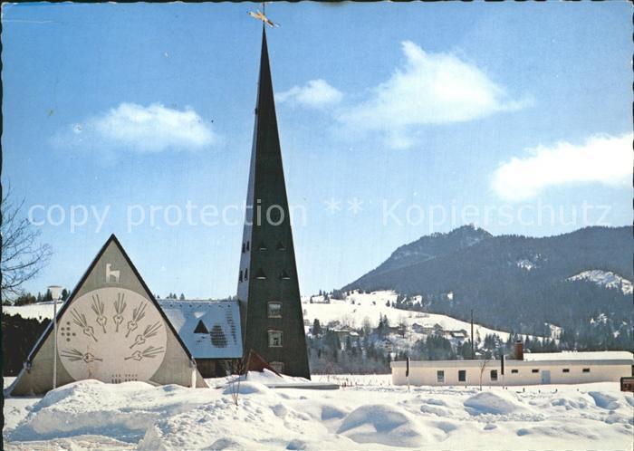 Pfronten Ostallgaeu Bayern Evangelische Auferstehungskirche Winterpanorama