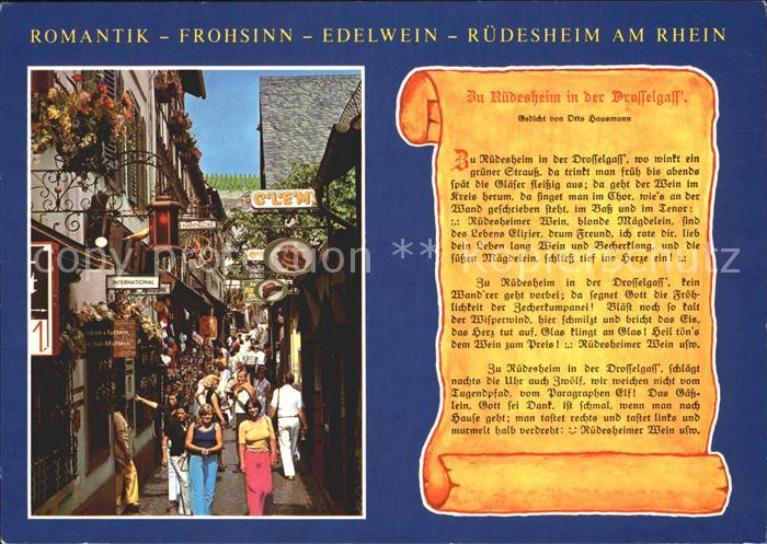 Ruedesheim Rhein Drosselgasse Gedicht von Otto Hausmann