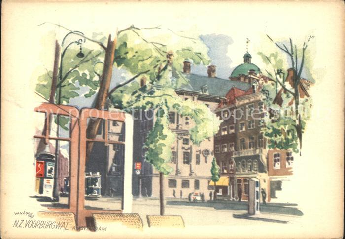 Amsterdam Niederlande NZ Voorburgwal Kuenstlerkarte