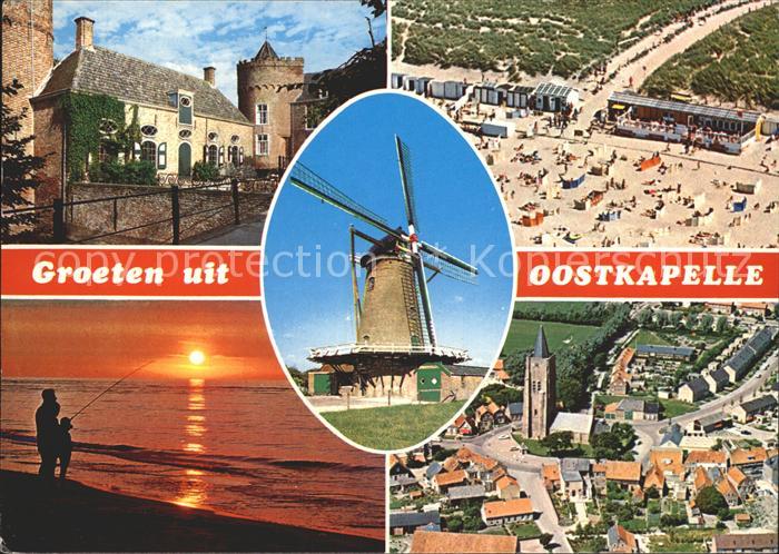 Oostkapelle Sonnenuntergang Halbinsel Walcheren Strand Dorfkirche Windmuehle