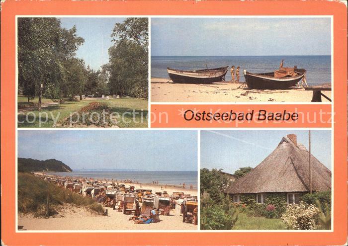 Baabe Ostseebad Ruegen Kurpark Boote Strand Rohrdachhaus