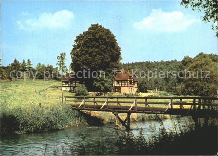 Reissig Plauen Ferienheim Lochbauer Partie am Fluss Bruecke