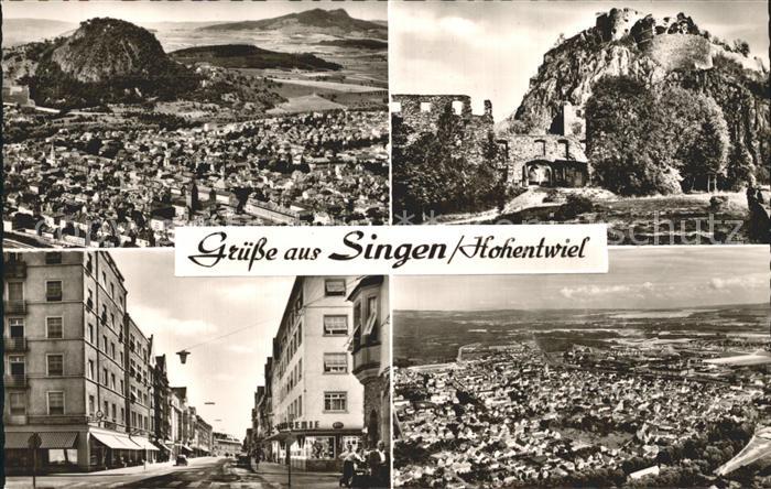 Singen Hohentwiel Festungsruine Strassenpartie Fliegeraufnahme