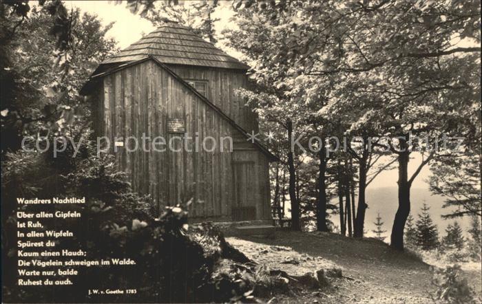 Ilmenau Thueringen Goethehaeuschen auf dem Kickelhahn Wandrers Nachtlied Goethe