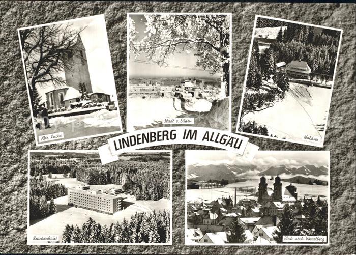 Lindenberg Allgaeu Kirche Stadtbild Waldsee Blick nach Vorarlberg Alpen Krankenh