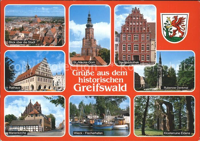 Greifswald Mecklenburg Vorpommern Rathaus Marienkirche St Nikolai Dom Stadtbibli