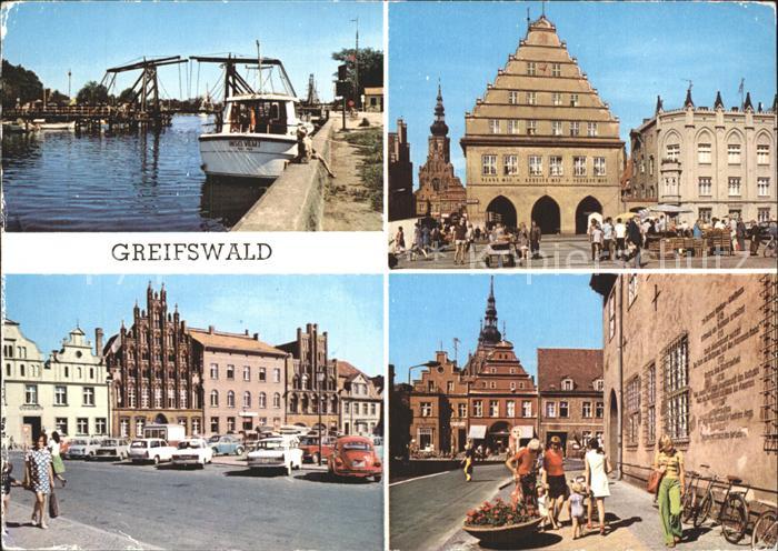 Greifswald Mecklenburg Vorpommern Wiecker Bruecke Rathaus Platz der Freundschaft