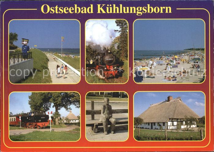 Kuehlungsborn Ostseebad Strand Promenade Baederbahn Molli Dampflokomotive Skulpt