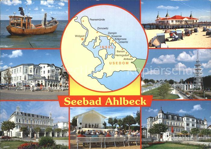 Ahlbeck Ostseebad Fischkutter Seebruecke Hotels Restaurant Konzertpavillon Landk