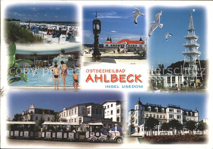 Ahlbeck Ostseebad Strand Standuhr Seebruecke Turm Moewen Ferienheim Touristenbah