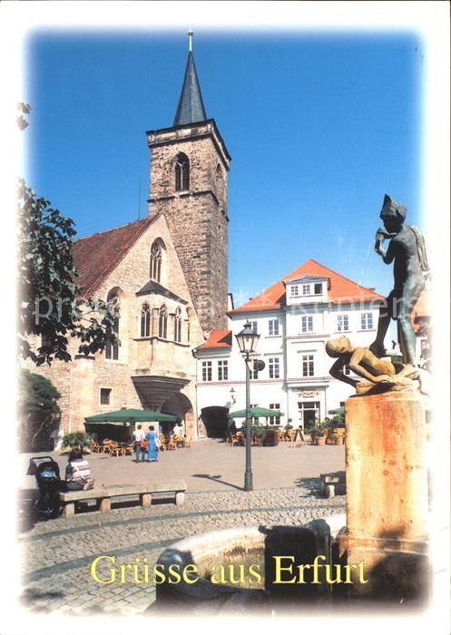 ERFURT  CITY Wenigemarkt aegidienkirche Brunnen