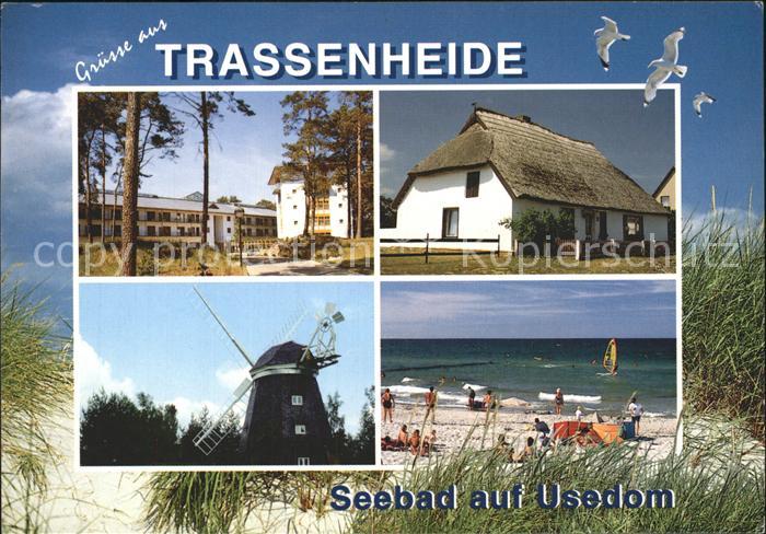 Trassenheide Usedom Rohrdachhaus Windmuehle Strand Moewen