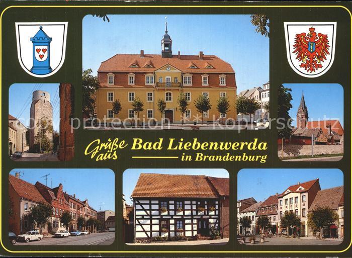 Bad Liebenwerda Teilansichten Turm Rathaus Kirche Fachwerkhaus Wappen