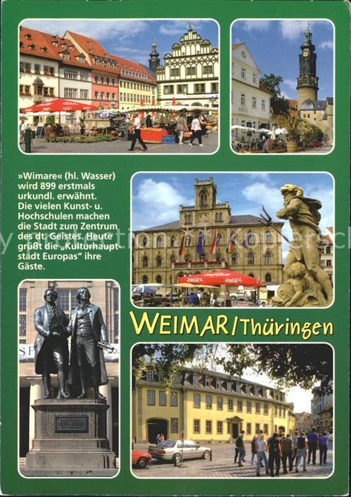 Weimar Thueringen Marktplatz Rathaus Neptunbrunnen Goethe Schiller Denkmal Kirch