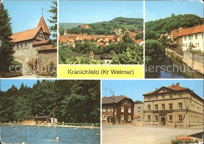 Kranichfeld Niederburg Teilansicht Oberschloss Schwimmbad Markt