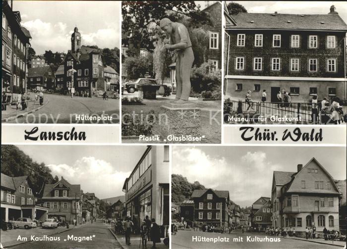 Lauscha Huettenplatz Plastik Glasblaeser Museum fuer Glaskunst Kulturhaus Kaufha