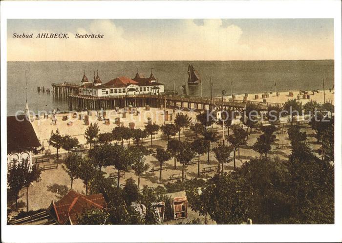 Ahlbeck Ostseebad Strand Seebruecke um 1920 Repro