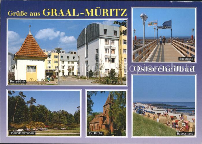 Graal-Mueritz Ostseebad Reha Klinik Seebruecke Badestrand Kirche Rhododendronpar