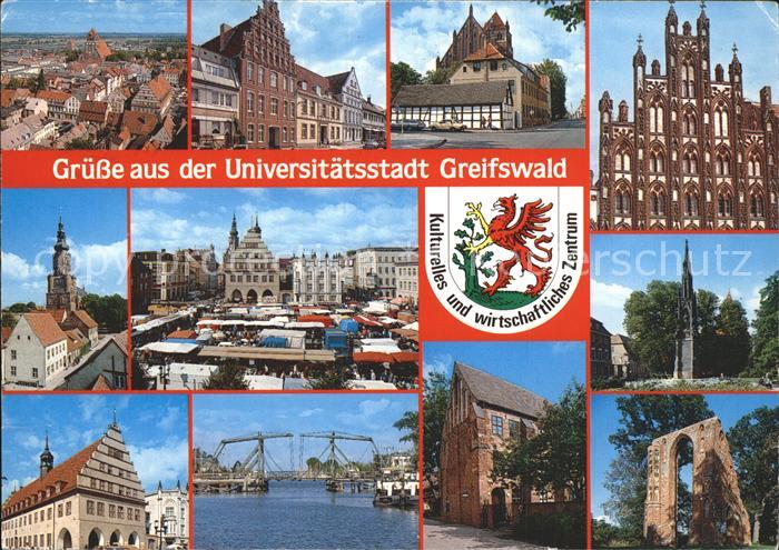 Greifswald Mecklenburg Vorpommern Teilansichten Rathaus Dom Marktplatz Giebelhae