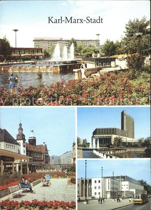 Karl-Marx-Stadt Karl Marx Platz Wasserspiele Rosenhof Stadthalle Hotel Kongress