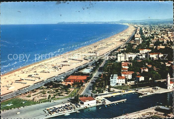 Rimini Panorama Strand Hafen Fliegeraufnahme