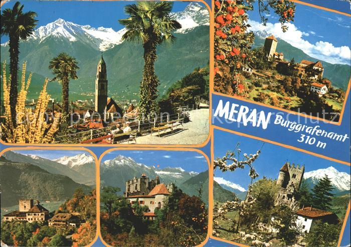Meran Merano Stadtbild mit Texelgruppe Schloss Tirol Brunnenburg
