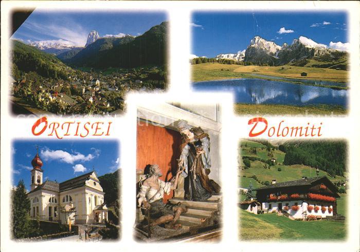 Ortisei St Ulrich Val Gardena Alpe di Siusi La Parrocchiale Statua Seiseralm Pfa