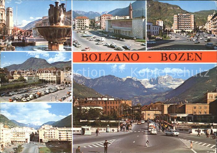 Bozen Suedtirol Teilansichten Brunnen Dolomiten