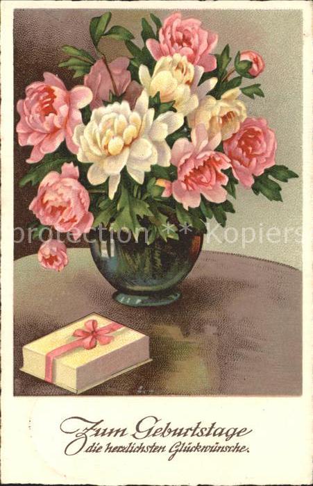 Geburtstag Geschenk Pfingstrosen Litho