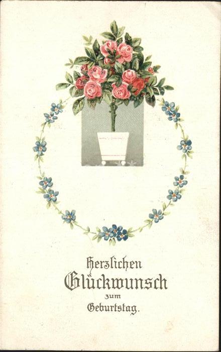 Geburtstag Rosen Vergissmeinnicht Litho